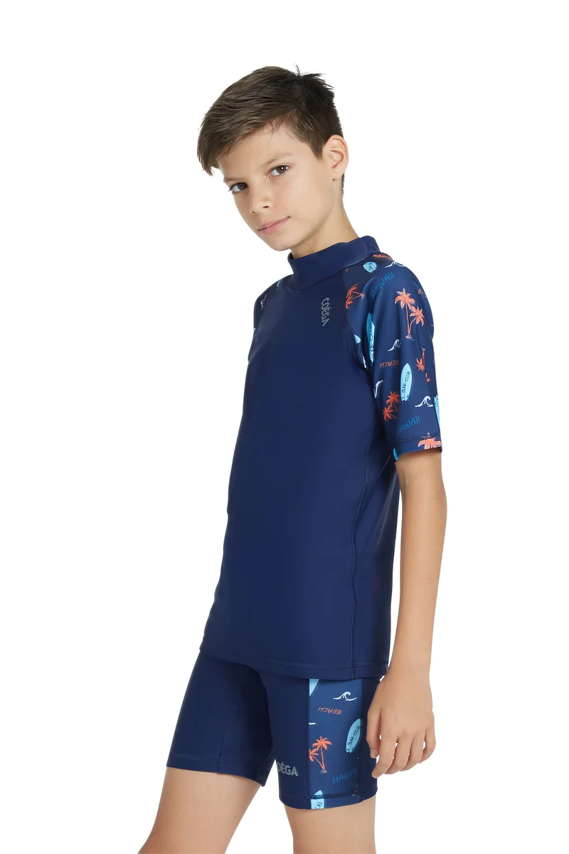 Coega Sunwear  COEGA  Boys Youth Two-piece Swimsuit - Navy Peach Palms for Men | Best Price UAE